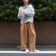 Smooth Tuck Pearl Pants(CAMEL)