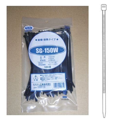 ケーブルタイ ３００ ｘ ４．５ ＳＧ－３００Ｗ １００本入