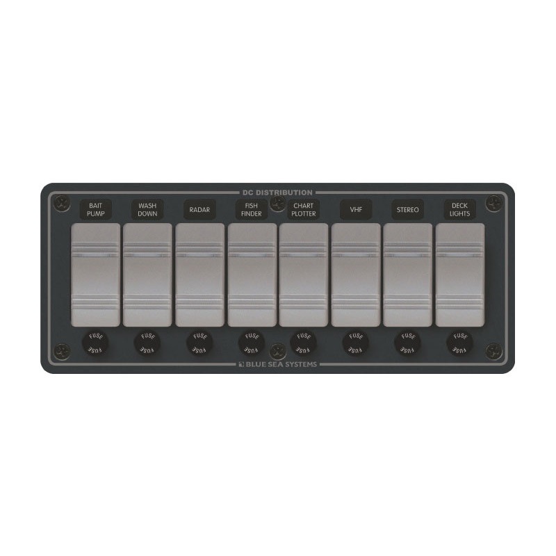 BLUE SEA ブルーシー 防水ヒューズ付きパネル 横型8連 / 8261 ボート IP66