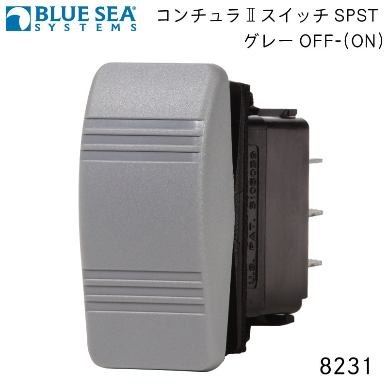 BLUE SEA ブルーシー 防水 ロッカースイッチ OFF-(ON)  グレー  / ホーン・ウィンドウォッシャー SPST　