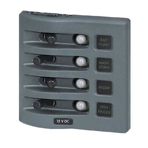 BLUE SEA ブルーシー 防水サーキットブレーカースイッチパネル 4連 4374 / グレー DC12/24V兼用 IP67 LED