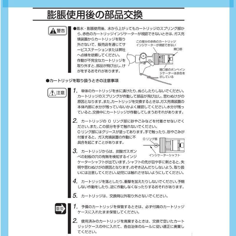 救命胴衣 ライフジャケット FN-70/FN-80/WP-2対応 カートリッジ ピンセット 取替用 交換 | 水害対策 海 川 身を守る 備え