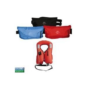 小型船舶法定備品 救命胴衣/ライフベスト/ライフジャケット/自動膨脹式・腰巻 ブルー KK-1 | 水害対策 海 川 身を守る 備え