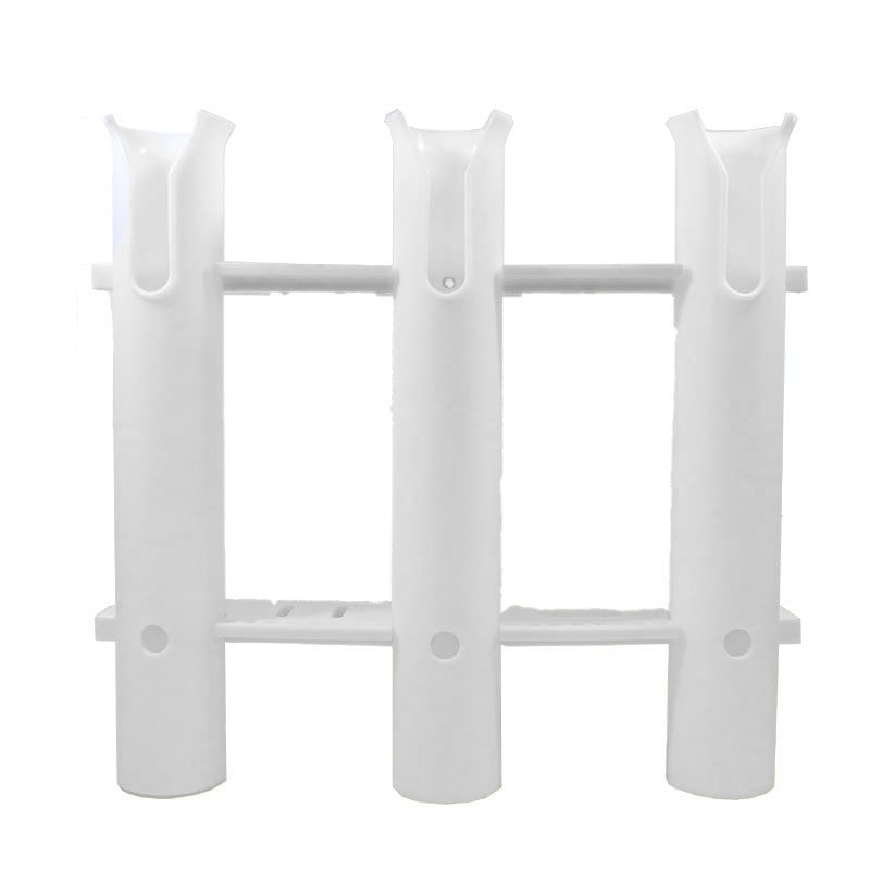 ロッドホルダー 3連 ホワイト 樹脂 竿 立て スタンド 収納 小物入れ 一体型 ボート 船 釣り