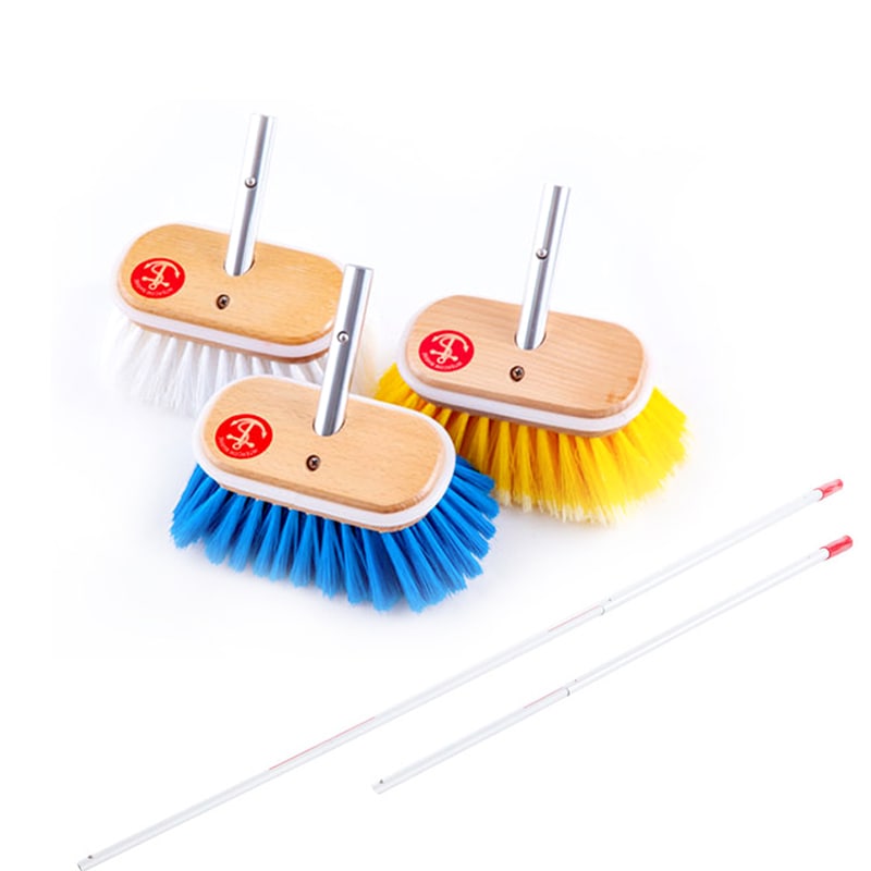 <送料都度見積もり><メーカー直送> インターコムマリン プレミアムデッキブラシ 6インチ スーパーコンビセット / 3種ブラシと2種ハンドルのセット