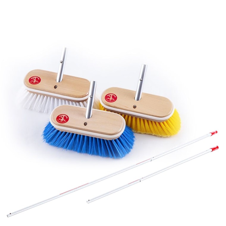 <送料都度見積もり><メーカー直送> インターコムマリン プレミアムデッキブラシ 8インチ スーパーコンビセット / 3種ブラシと2種ハンドルのセット