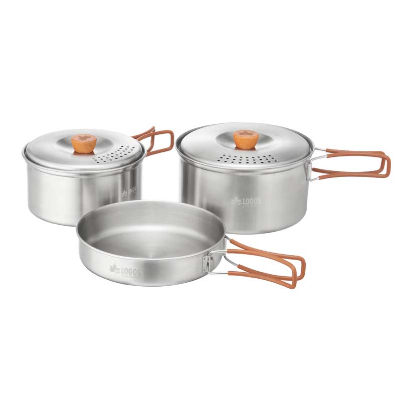 LOGOS ロゴス ステンレスファミリークッカー /　81242010 鍋×2 フライパン セット