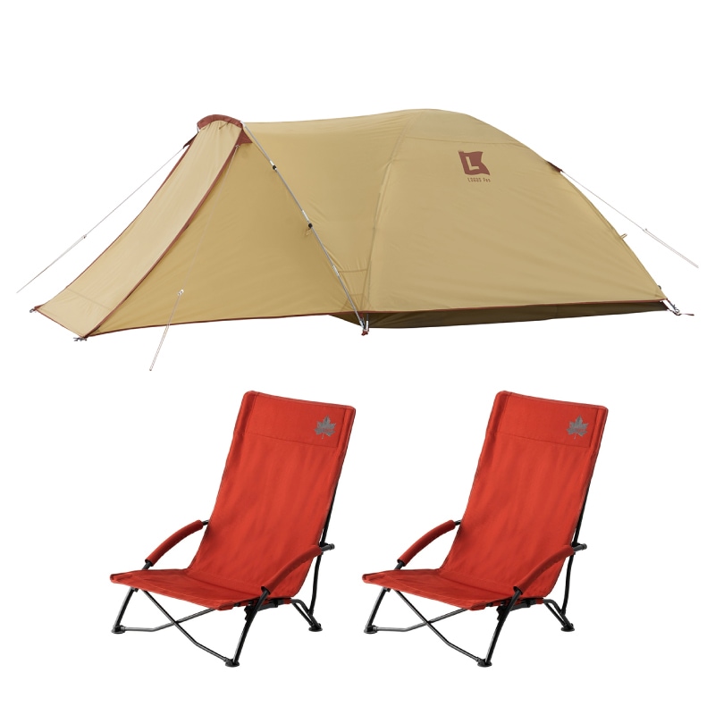 【LOGOS 当店オリジナル3点セット】 Fes ツアードーム M-BC 71201082 / 難燃BRICK･キングあぐらチェア 73173128 ｘ２脚