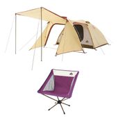 【LOGOS 当店オリジナル2点セット】Fes Breeze 2ルーム DUOプラス-BC 71201091 / LOGOS Life バケットチェア カラフルロゴス パープル 73321001|アウ