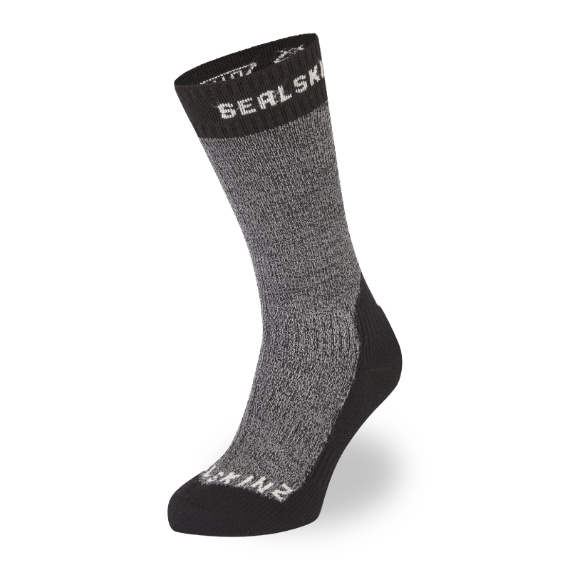 【選択あり】 Seal Skinz シールスキンズ Waterproof Extreme Cold Weather Mid Length Sock / M L 靴下 ブラック＆グレー