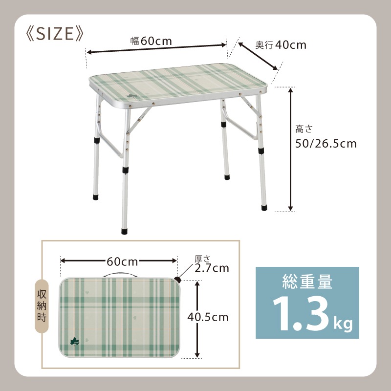 LOGOS ロゴス ソリッドテーブル 6040 / 73511001 アウトドアテーブル 2段階調整 コンパクト 軽量 アルミフレーム 組立て