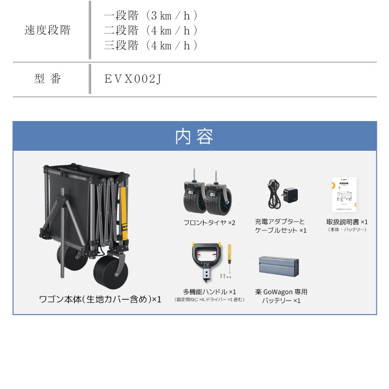 ＜メーカー直送＞BougeRV 楽GoWagon2 電動キャリーワゴン / 耐荷重200kg 速度３段階 電動アシスト キャンプ BBQ 施設移動 アウトドア コンパクト収納 カート