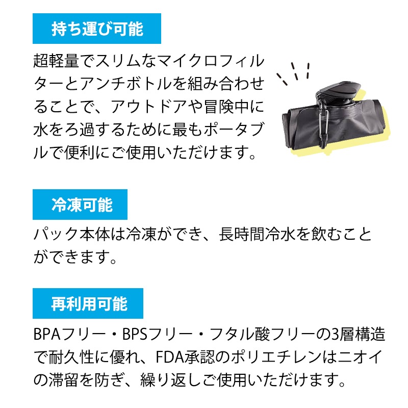 vapur ヴェイパー アンチボトル マイクロフィルターセット 1L/ ブラックアウト