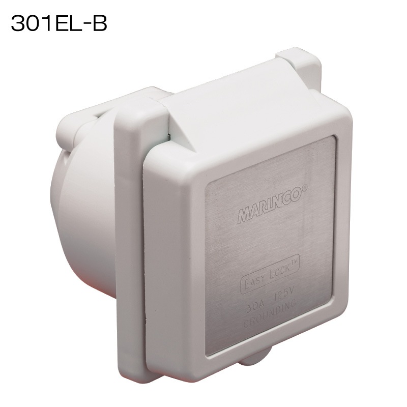 MARINCO マリンコ 船側コンセント パワーインレット 301EL-B / 30A 125V プラスチック カバー