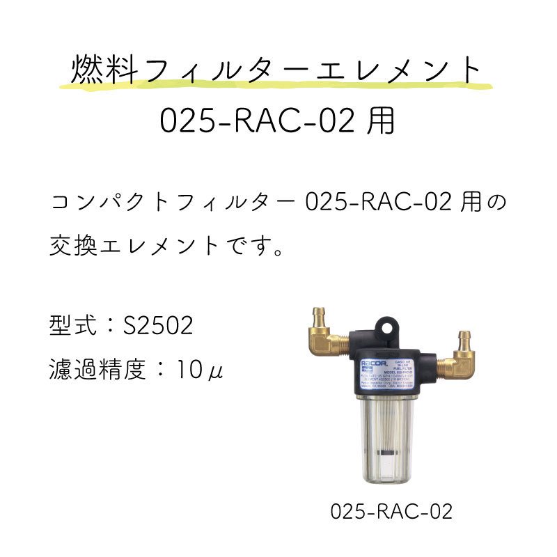 フェールフィルター 燃料濾し器 RACOR レイコー  025-RAC-02用 エレメント