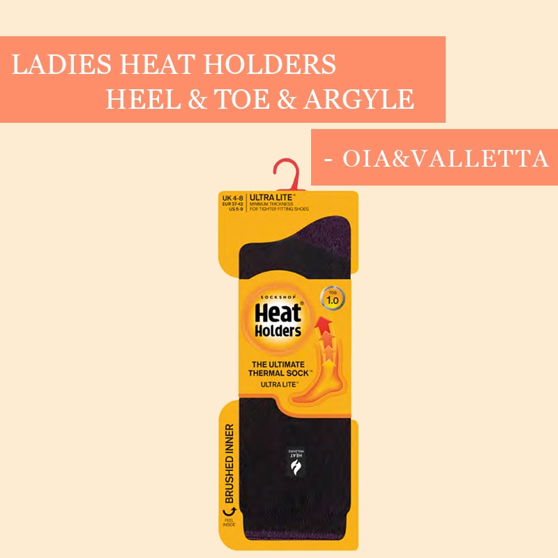 【選択あり】HEAT HOLDERS ヒートホルダーズ サーマルソックス ULTRA LITE HEEL & TOE & ARGYLE. OIA / VALLETTA レディース 22.5cm~26.5cm UTLHH210G1 UTLHH211G1 靴下 暖かい 防寒 保温
