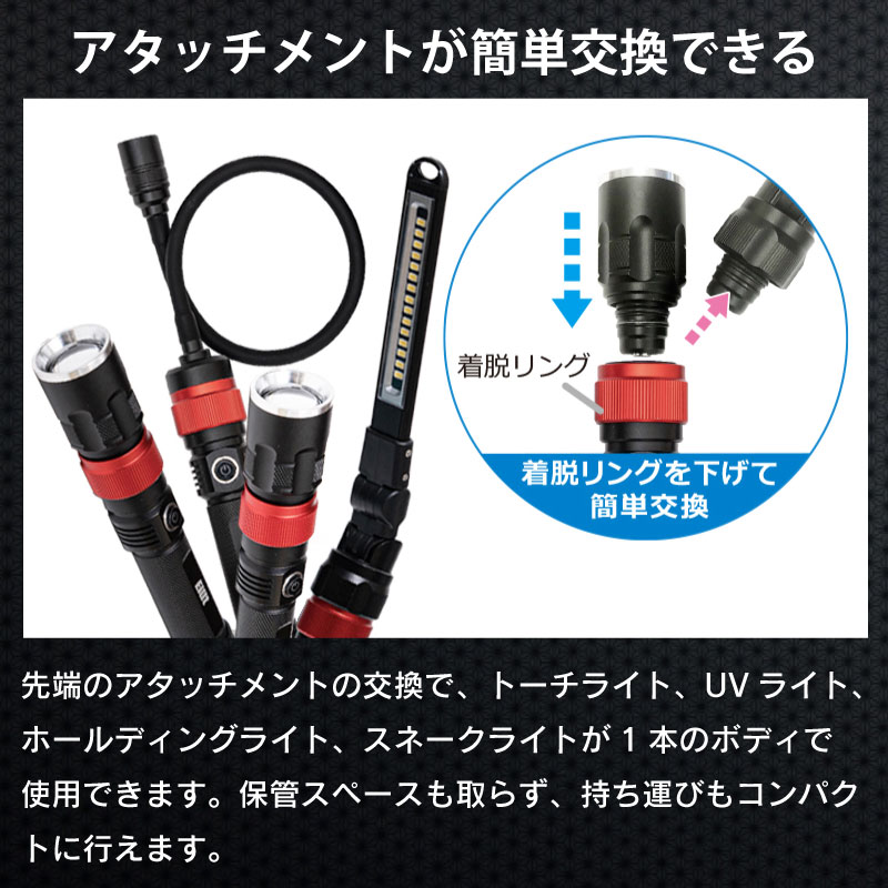 <取り寄せ> Elut エルト LED4WAYライト AG309-L4W 専用収納ケース付き / トーチライト UVライト ホールディングライト スネークライト