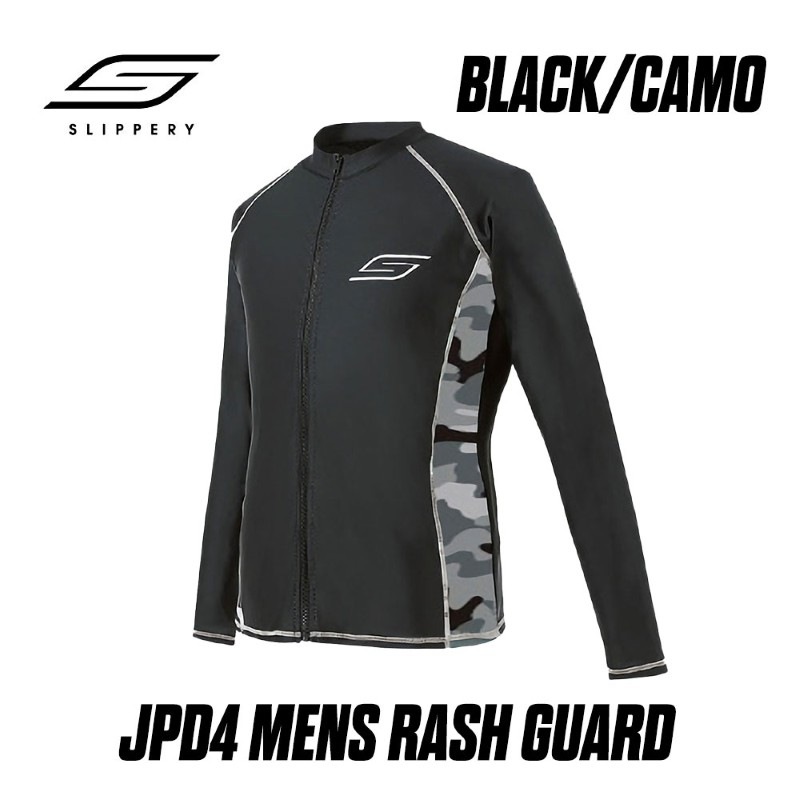 【選択あり】 SLIPPERY スリッパリー JPD4 MENS RASH GUARD F ZIP BK / M L XL ブラック ラッシュガード