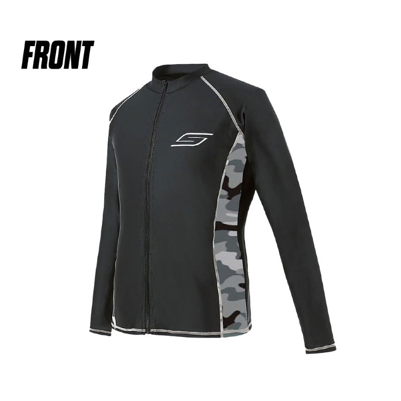 【選択あり】 SLIPPERY スリッパリー JPD4 MENS RASH GUARD F ZIP BK / M L XL ブラック ラッシュガード