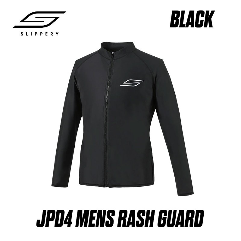 【選択あり】 SLIPPERY スリッパリー JPD4 MENS RASH GUARD F ZIP BK / M L XL ブラック ラッシュガード