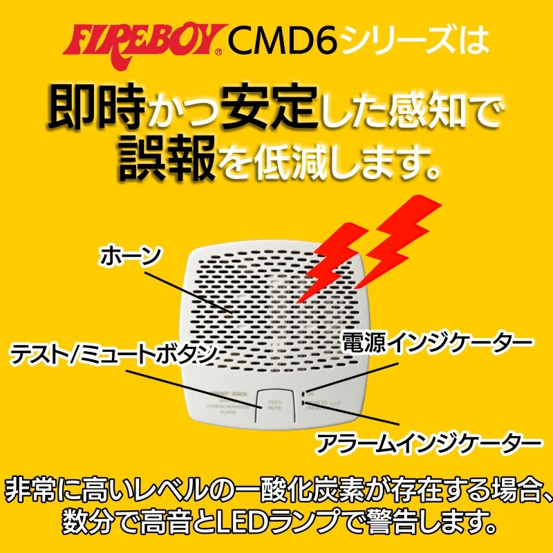 一酸化炭素警報器 ファイヤーボーイ CMD6-MD-R 単独仕様 / ホワイト