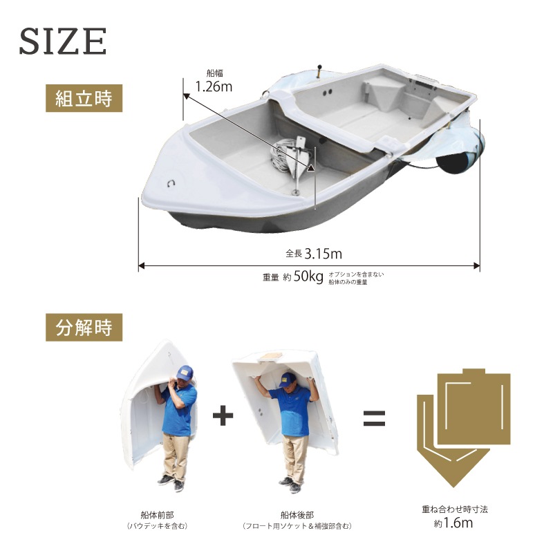 <メーカー直送>【選択あり】オーパクラフト オーパプレシャス S3 Ⅱ 標準セット【ユニマットマリン限定モデル】 / OPA S3Ⅱ 分割式ボート 軽量 ミニボート 船外機2馬力専用 予備検査選択