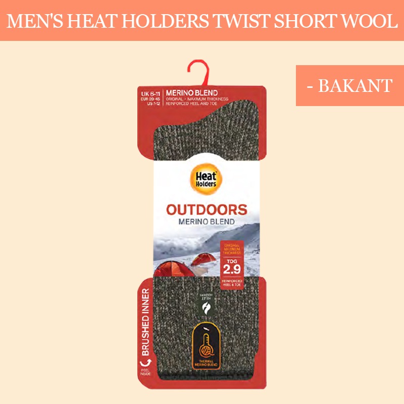 【選択あり】HEAT HOLDERS ヒートホルダーズ サーマルソックス メンズ TWIST SHORT WOOL BAKANT 24.5cm～28.5cm BSWHM03H1 / 靴下 暖かい 防寒 保温