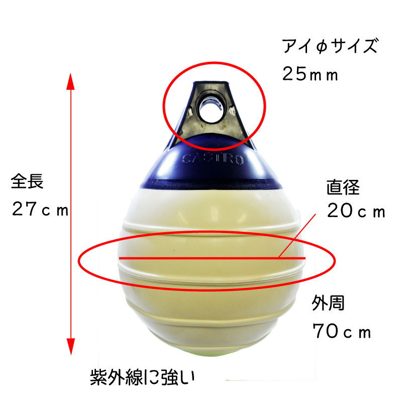 【選択あり】CASTRO カストロ ボートフェンダー A-0HD ブイ エアフェンダー Aシリーズ 全長27cm 船舶