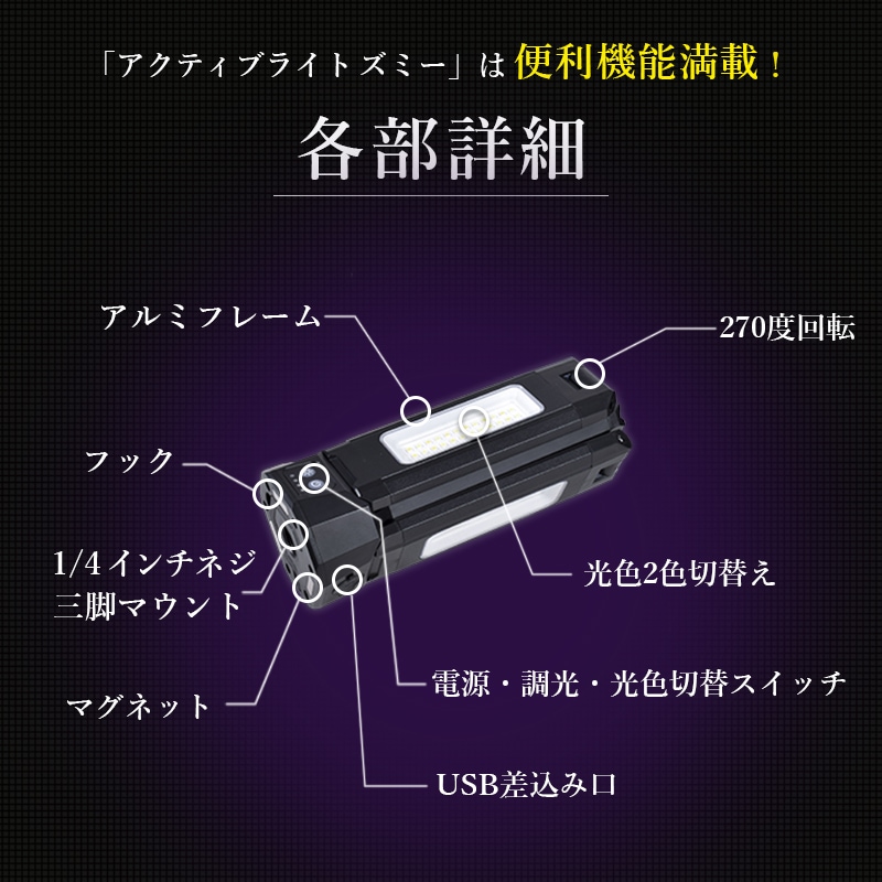 日動工業 アクティブライト ズミー FAZ-3P2 灯具のみ / 経済産業大臣賞受賞 充電式 LEDライト
