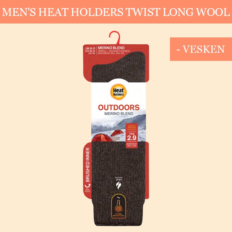 【選択あり】HEAT HOLDERS ヒートホルダーズ サーマルソックス メンズ TWIST LONG WOOL VESKEN 24.5cm～28.5cm BSWHM07H1 / 靴下 暖かい 防寒 保温