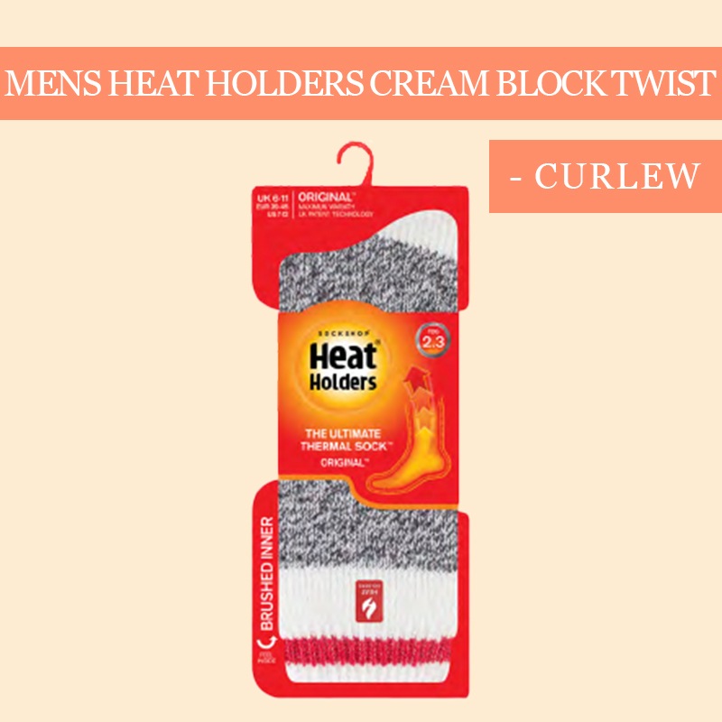 【選択あり】HEAT HOLDERS ヒートホルダーズ サーマルソックス CREAM BLOCK TWIST CURLEW メンズ 24.5cm～28.5cm BSMHH311H1 BSMHH312H1 BSMHH313H1 / 靴下 暖かい 防寒 保温