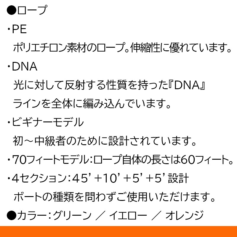 【選択あり】 n。 Name ノーネーム HA1 DNA COMBO / ハンドル付きロープ グリーン イエロー オレンジ 水上スキー