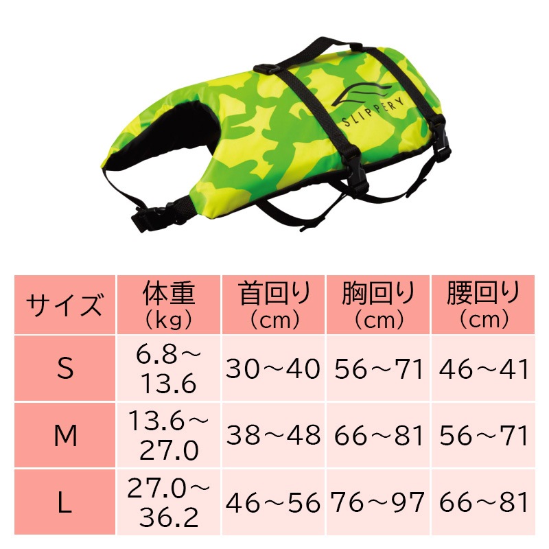 【選択あり】SLIPPERY スリッパリー ドッグベスト / 犬用 ライフジャケット 救命胴衣 Sサイズ　Mサイズ Lサイズ