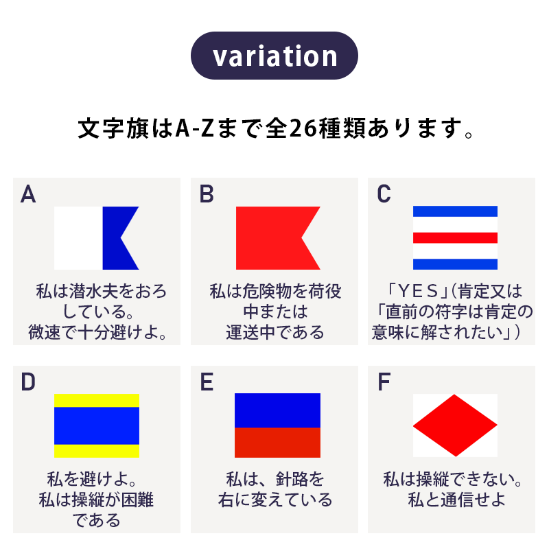 <メーカー直送>【選択あり】日本製 国際信号旗 文字旗 A-Z 4サイズ / 手信号 はた フラッグ