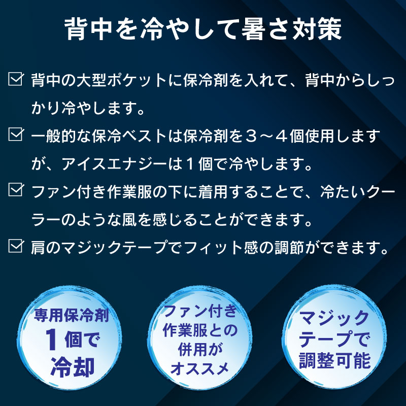 【白/セット品】ICE ENERGY アイスエナジーウェアシリーズ プロフィットベスト S~LLサイズ 白 専用保冷剤付き
