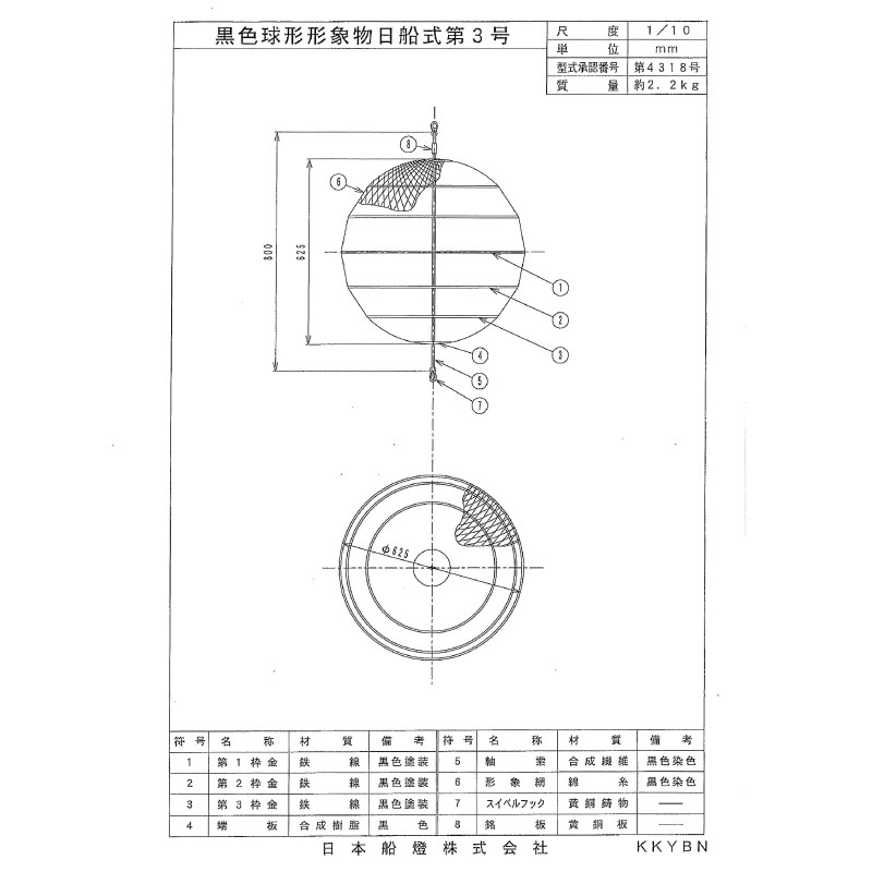 ユニマットマリン｜救命信号 形象物通販】<メーカー直送>日本船燈 黒球