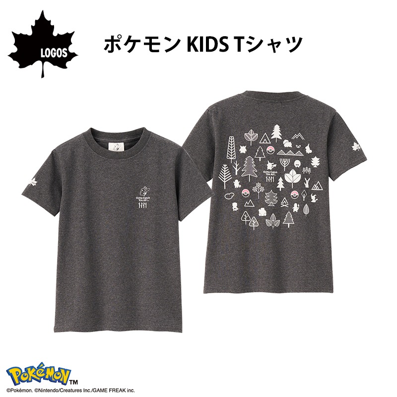 【3月19日 発売】【選択あり】 LOGOS ロゴス ポケモン KIDS Tシャツ 37561001･37561002･37561003･37561004･37561005 / 半袖 100	110 120 130 140 チャコールグレー こども服