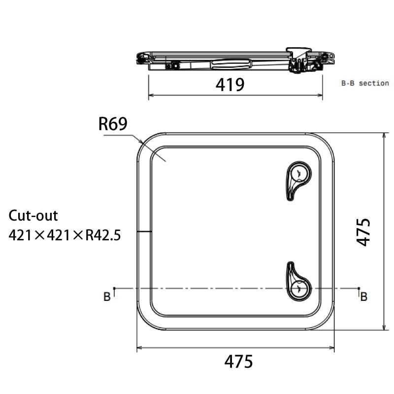 ボート用 GOIOTオパールハッチ用トリムリング タイプ44用 船内側