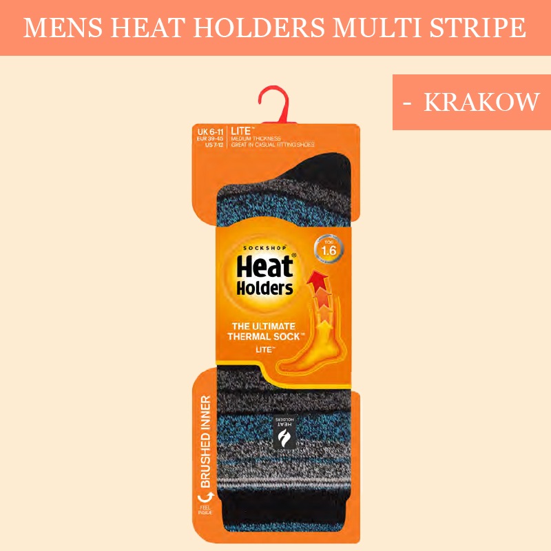 【選択あり】HEAT HOLDERS ヒートホルダーズ サーマルソックス メンズ MULTI STRIPE KRAKOW 24.5cm～28.5cm LTMHH534H1 / 男性用 靴下 暖かい 防寒 保温