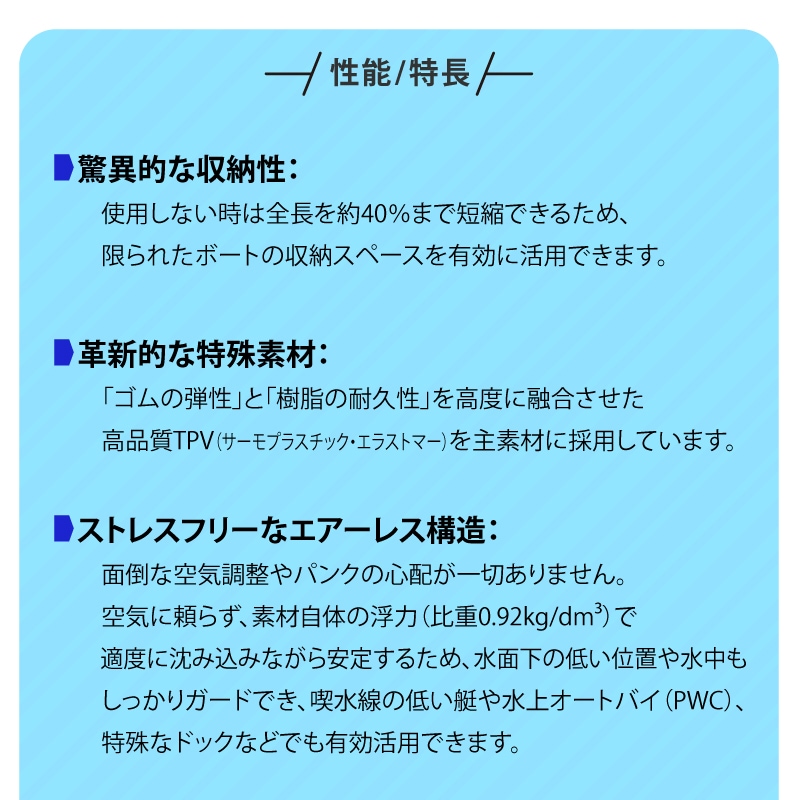 【選択あり】POPフェンダー エアーレス伸縮フェンダー Model165・215 / POPFENDER 伸縮式 日本初上陸 耐久性 空気不要 カラフル 収納 コンパクト