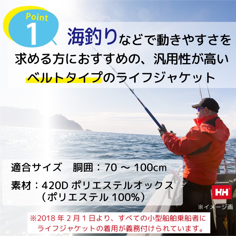 【選択あり】ヘリーハンセン HELLY HANSEN 国土交通省型式承認品 ライフジャケット タイプA HH82207 腰巻型 自動膨張型 桜マーク / ブルー ブラック