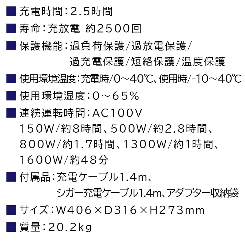 日動工業 ポータブル電源 レイニーパワー徳永 LPE-E3200LW / 1600W 屋外型 大容量 496000mAh 3.2v AC100V