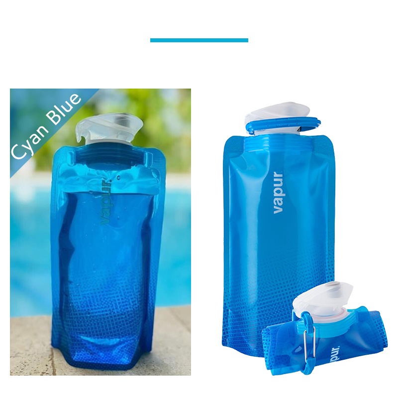 【選択あり】vapur ヴェイパー 折り畳める 水筒 Wide Mouth  0.5L  Cyan Blue  Cool Grey 10195 10201 /  ブルー グレー 500ml　冷凍