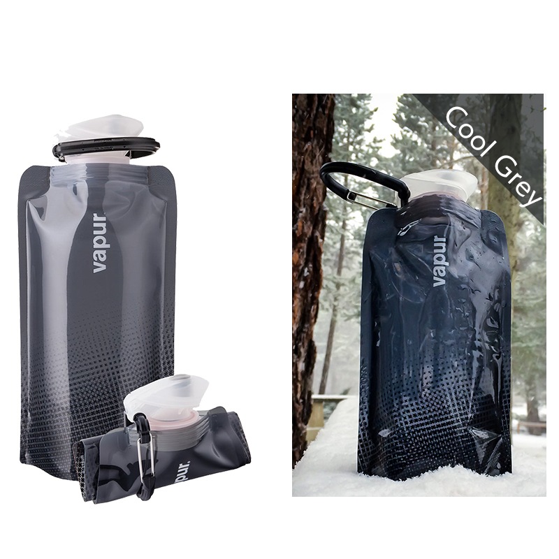 【選択あり】vapur ヴェイパー 折り畳める 水筒 Wide Mouth  0.5L  Cyan Blue  Cool Grey 10195 10201 /  ブルー グレー 500ml　冷凍