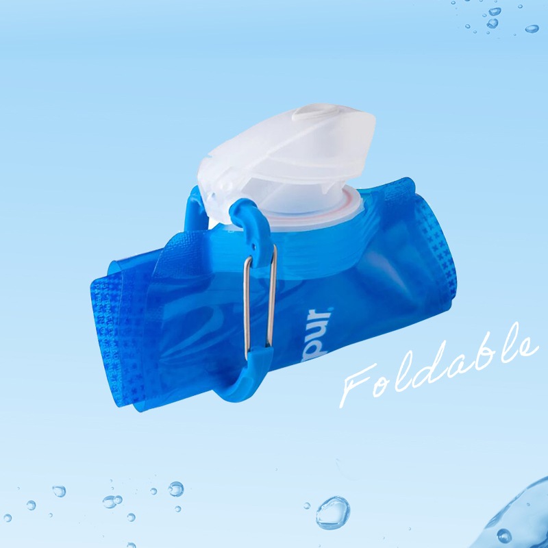 【選択あり】vapur ヴェイパー 折り畳める 水筒 Wide Mouth  0.5L  Cyan Blue  Cool Grey 10195 10201 /  ブルー グレー 500ml　冷凍