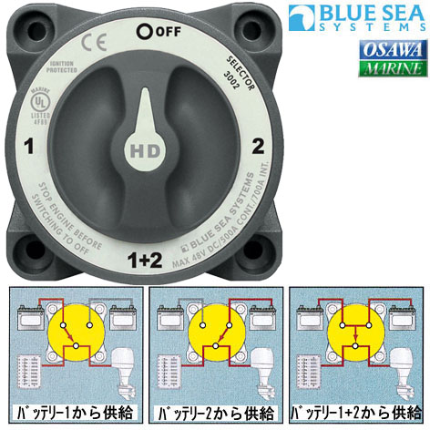 ボート バッテリースイッチ HDシリーズ ４ポジション 500A 3002 BLUE SEA