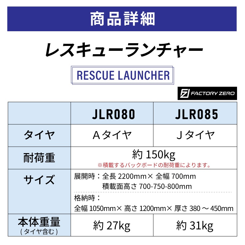 ＜メーカー直送＞ファクトリーゼロ JLR080 JLR085 レスキューランチャー | 救命 災害救助 砂浜ストレッチャー 海 川 担架 ランチャー 消防 jlr080 jlr081