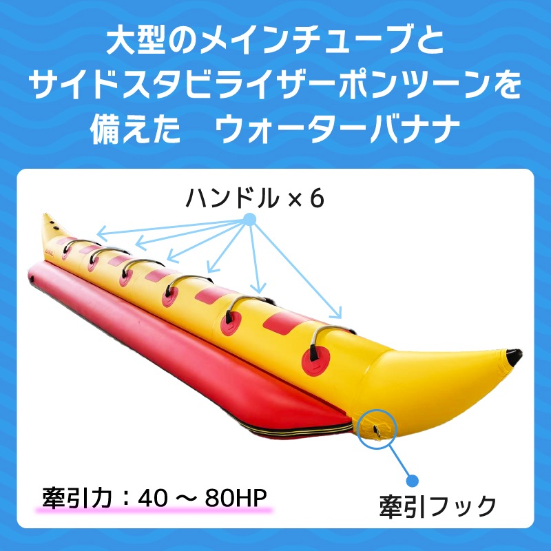 JENHAL バナナボート 6人乗り H-650 / フットポンプ・修理キット付き