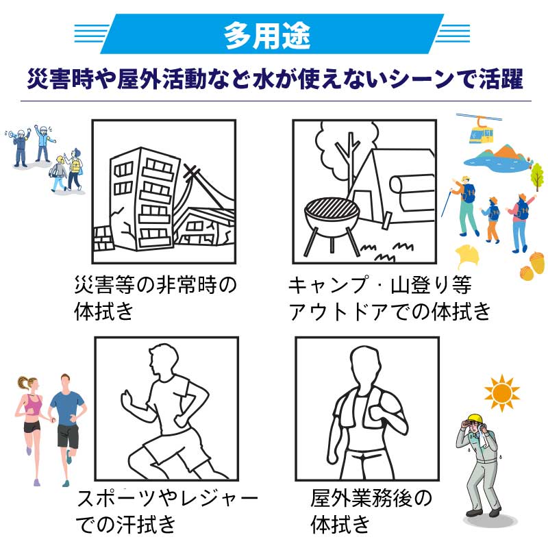 スーパーロングウェットボディタオル 90×30cm 1枚入 / 災害 非常時用 超ロング 長期保存 ノンアルコール ノンパラベン