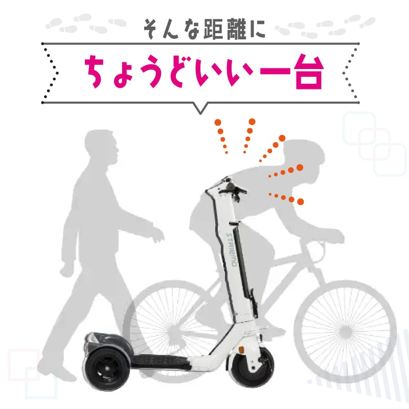 <メーカー直送> STRIEMO ストリーモ・S01JTA 免許不要 立ち乗り三輪モビリティ / 特定原付 マリーナ移動 観光施設 電動 特許技術 初心者 安定